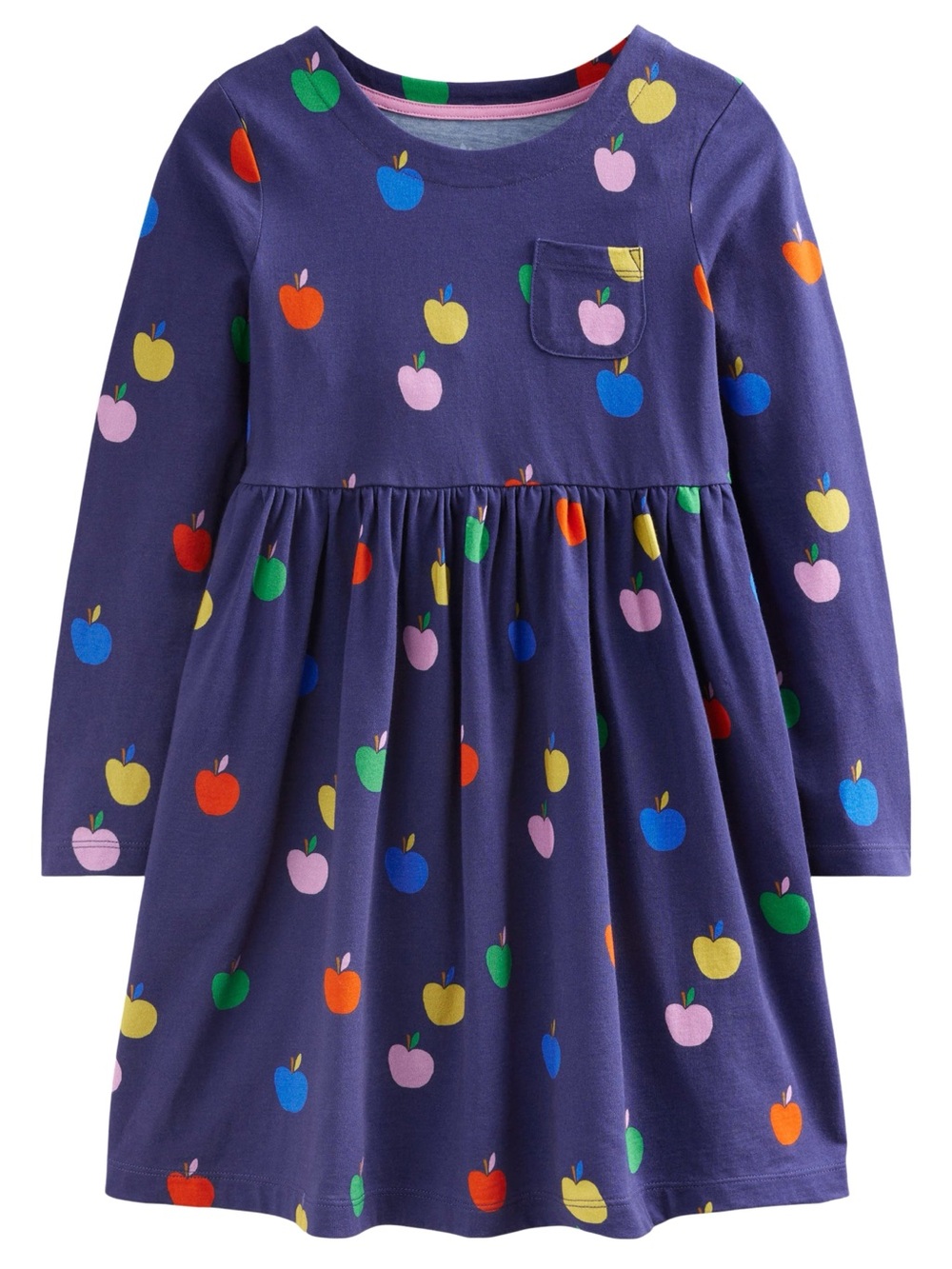 Mini Boden Kids' Fun Print Long Sleeve Cotton Jersey Dress Size: 6-7Yr